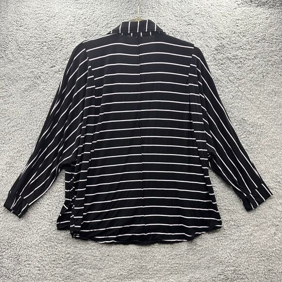 We the Free Small Black Pink Striped Boxy Cut V-Neck Open Front Stretchy EUC - Picture 7 of 9